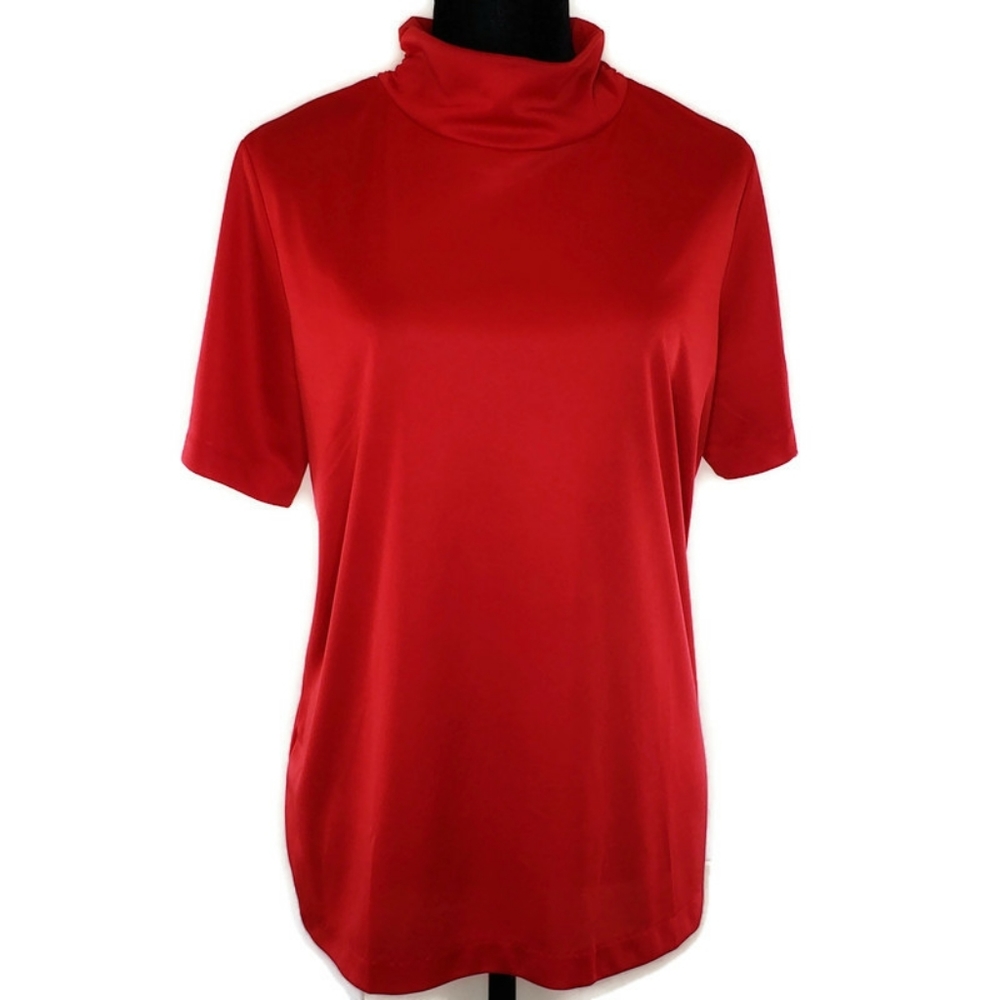 Blair red, short sleeve, high neck shirt - Size 14